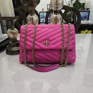 Tory Burch Quilted Convertible Shoulder Bag in Hot Pink